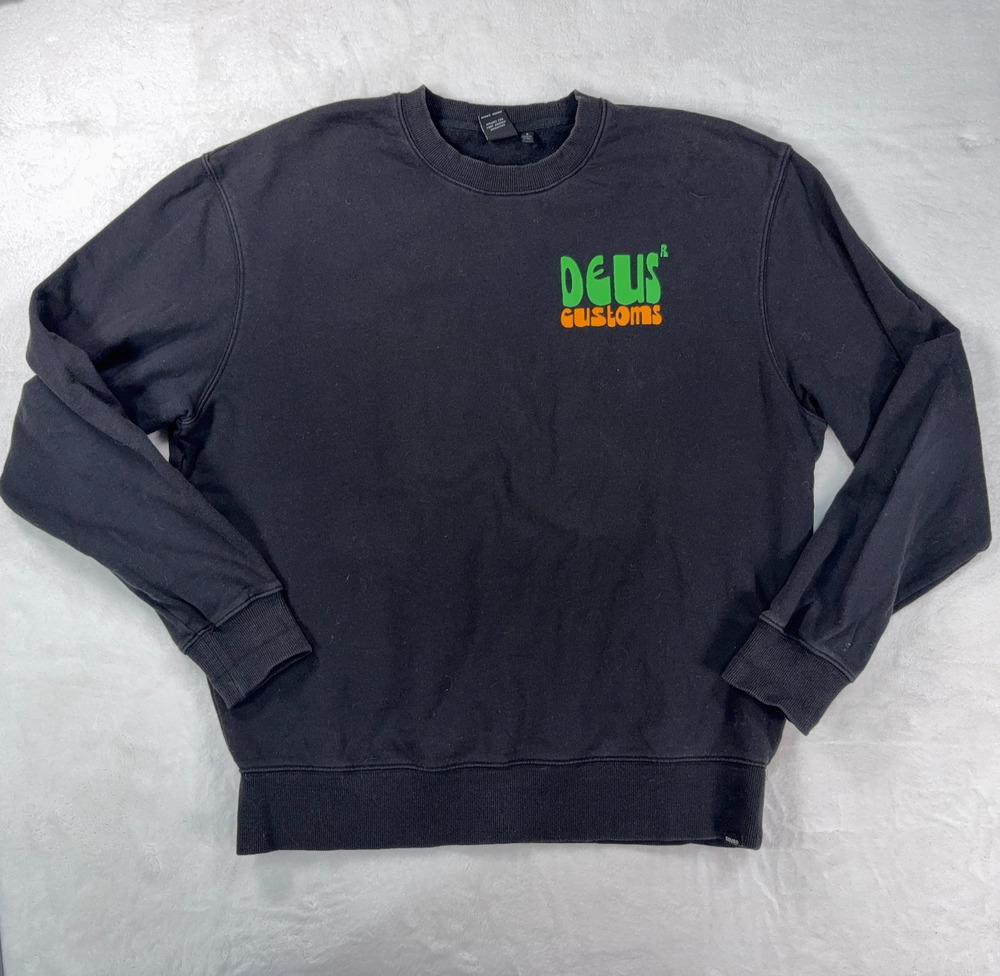 Deus Ex Machina Customs Crewneck Sweatshirt Black Size L